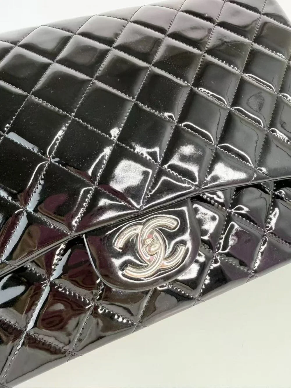 Chanel classic flag patent leather bag